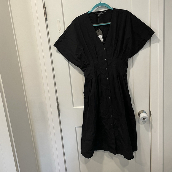 Disturbia Finis Cotton Button Up Midi Shirt Dress Womens Size 8 Pockets - Picture 2 of 7